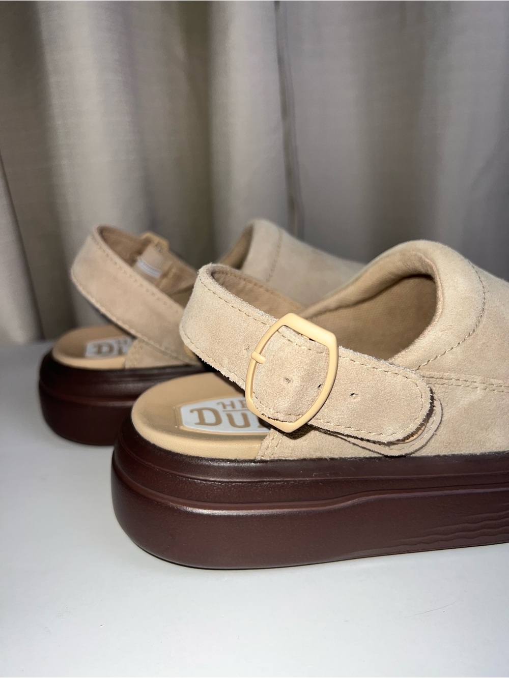 HEY DUDE Suede Austin Lift Clogs-NWOB - Picture 8 of 15